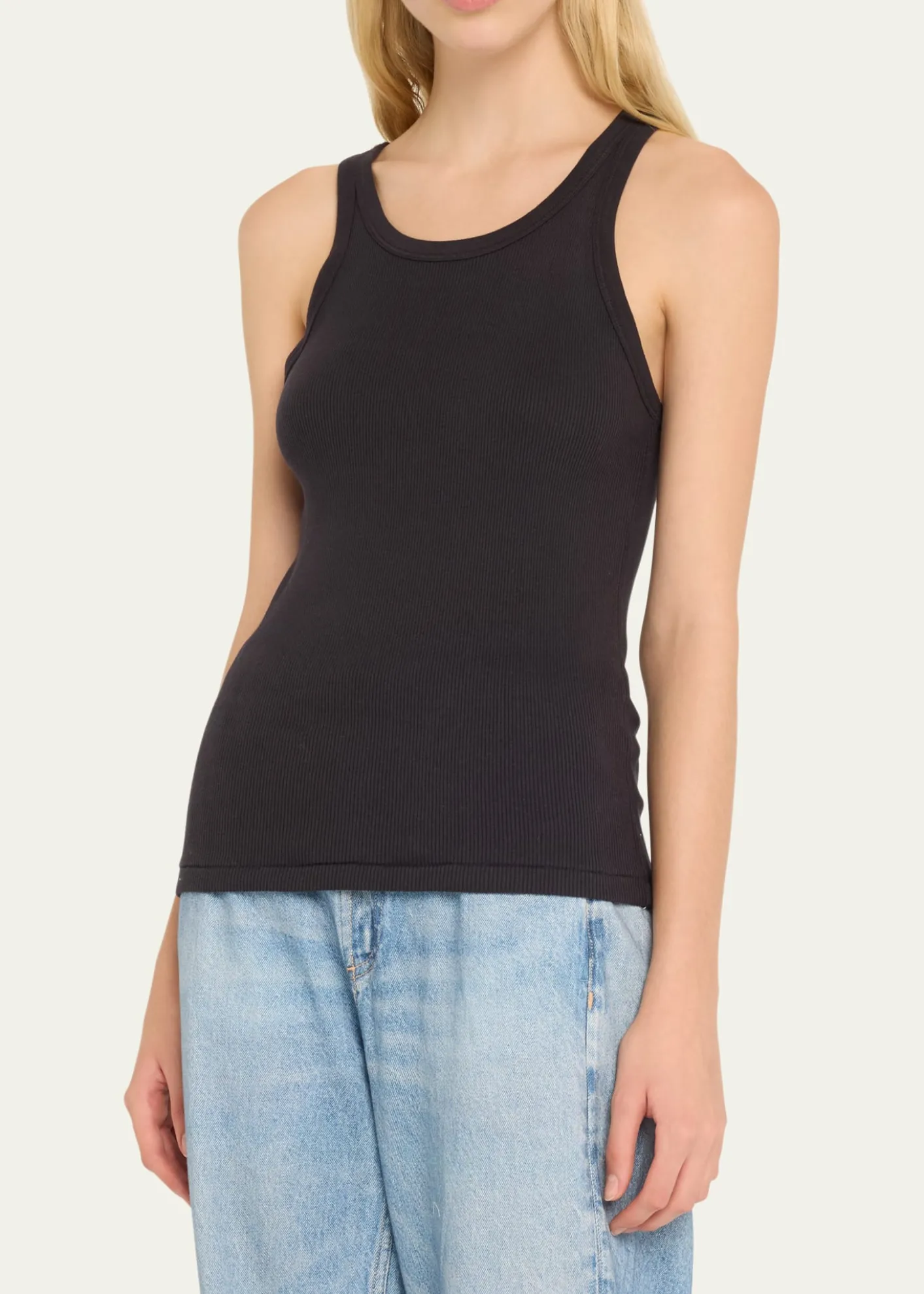 AMO DenimLong Ribbed Cotton Tank Top