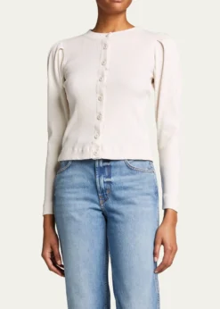 AMO DenimPuff-Sleeve Cardigan