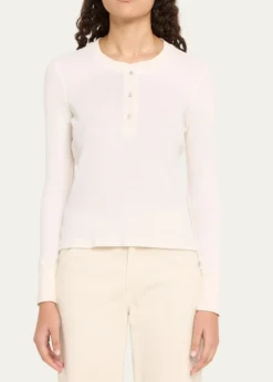 AMO DenimRibbed Thermal Henley Tee