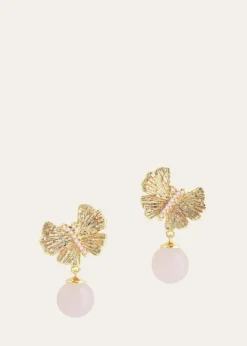Anabel Aram JewelryButterfly with Rose Quartz Drop Earrings