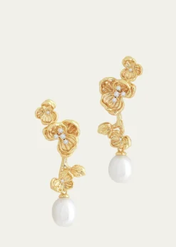 Anabel Aram JewelryCubic Zirconia Orchid Pearl Drop Earrings