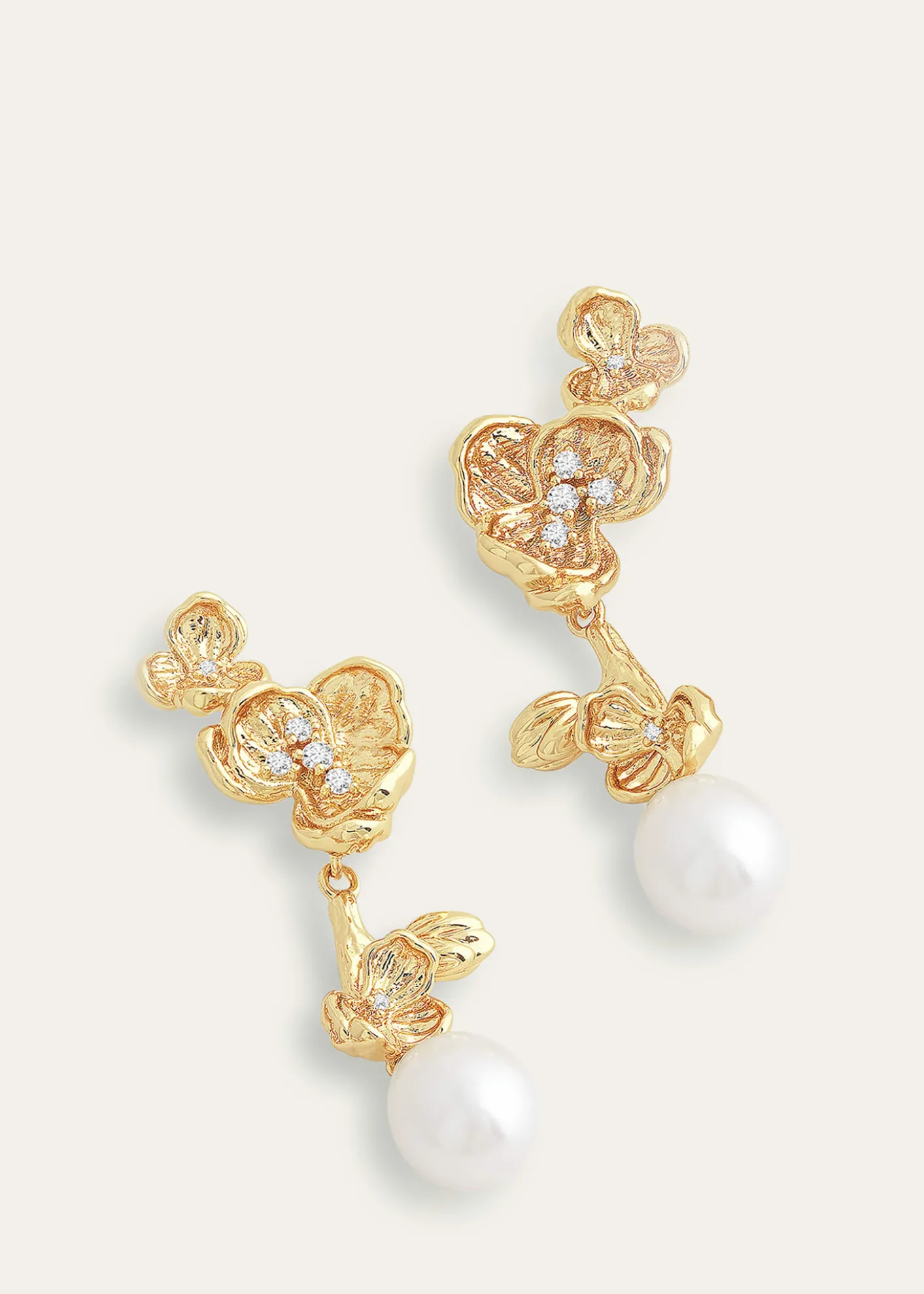 Anabel Aram JewelryCubic Zirconia Orchid Pearl Drop Earrings