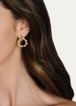 Anabel Aram JewelryCubic Zirconia Bamboo Double Hoop Earrings