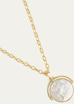 Anabel Aram JewelryPegasus Mother-of-Pearl Coin Pendant Necklace