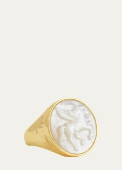 Anabel Aram JewelryPegasus Mother-of-Pearl Coin Signet Ring