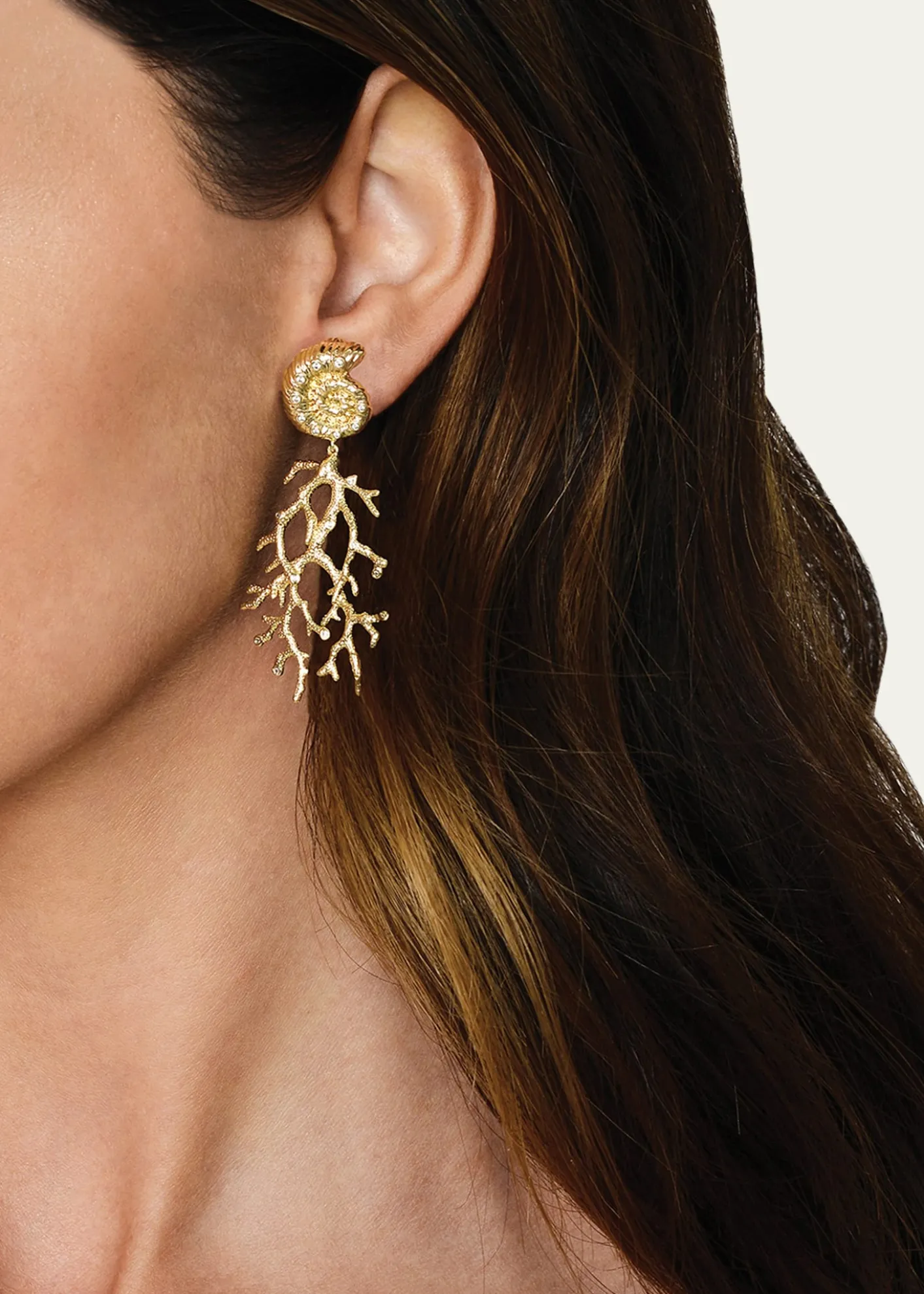 Anabel Aram JewelryShell with Coral Drop Earrings