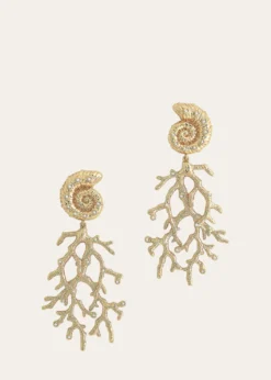 Anabel Aram JewelryShell with Coral Drop Earrings
