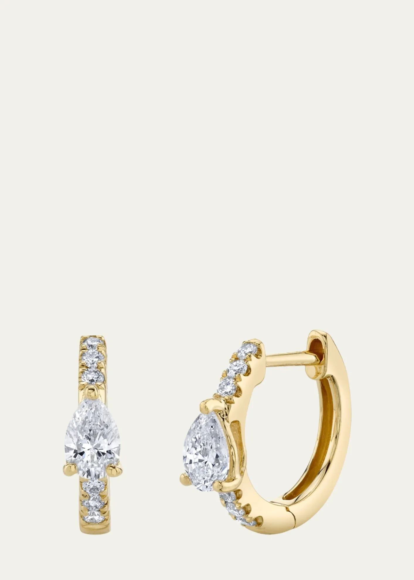 Anita Ko18K Gold Pear Diamond Huggie Earrings