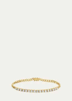 Anita Ko18K Yellow Gold Cuban Link and Diamond Line Bracelet