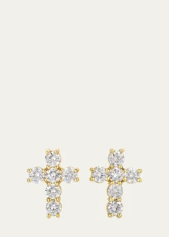 Anita Ko18K Yellow Gold Diamond Cross Stud Earrings