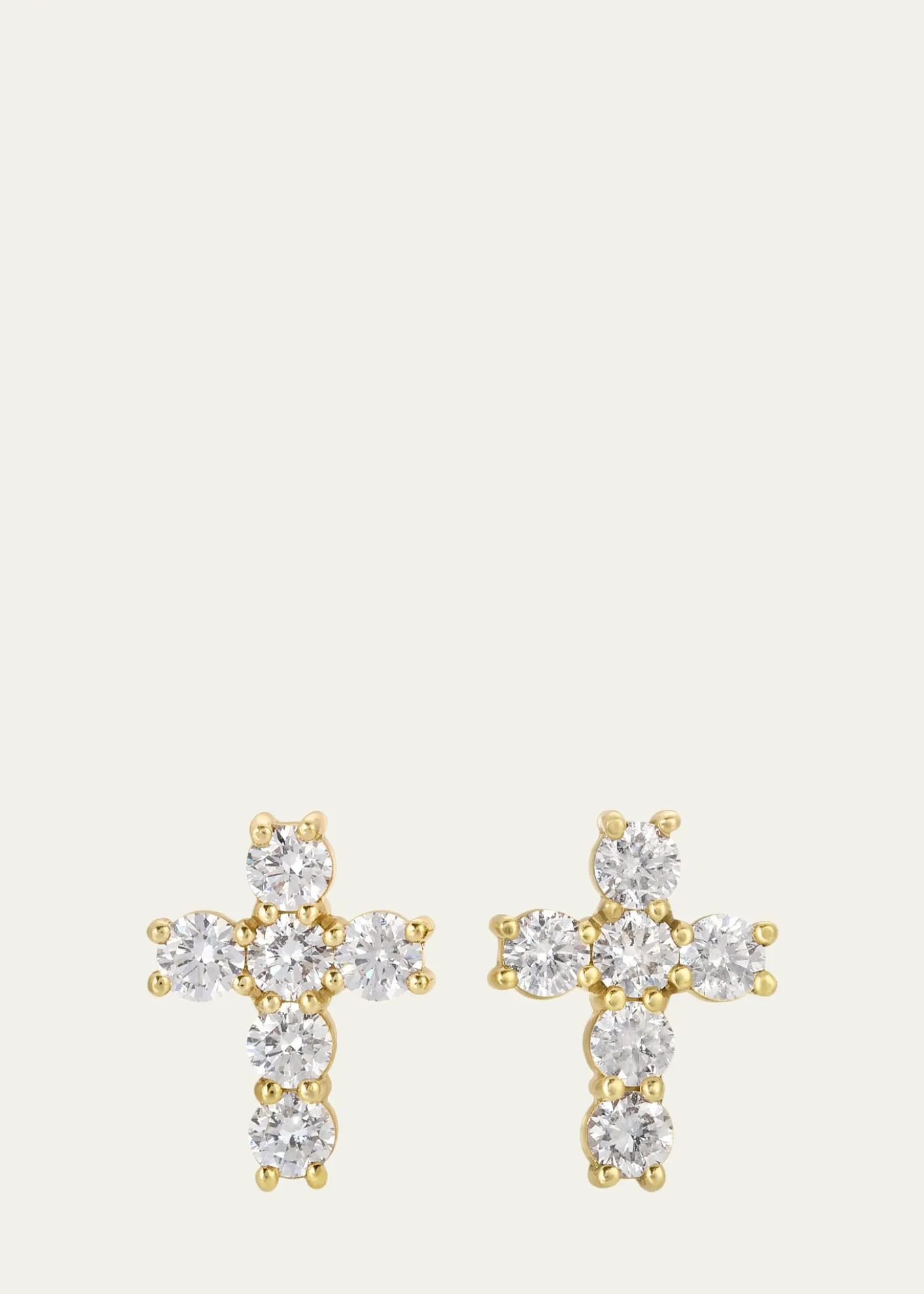 Anita Ko18K Yellow Gold Diamond Cross Stud Earrings
