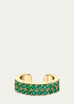 Anita Ko18K Yellow Gold Two Row Emerald Ear Cuff, Single