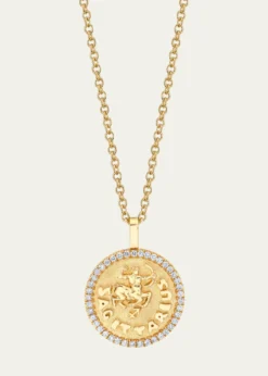 Anita Ko18K Yellow Gold Small Sagittarius Coin Pendant Necklace with Diamonds