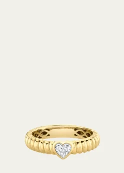 Anita Ko18K Yellow Gold Thin Zoe Ring with Heart Diamond