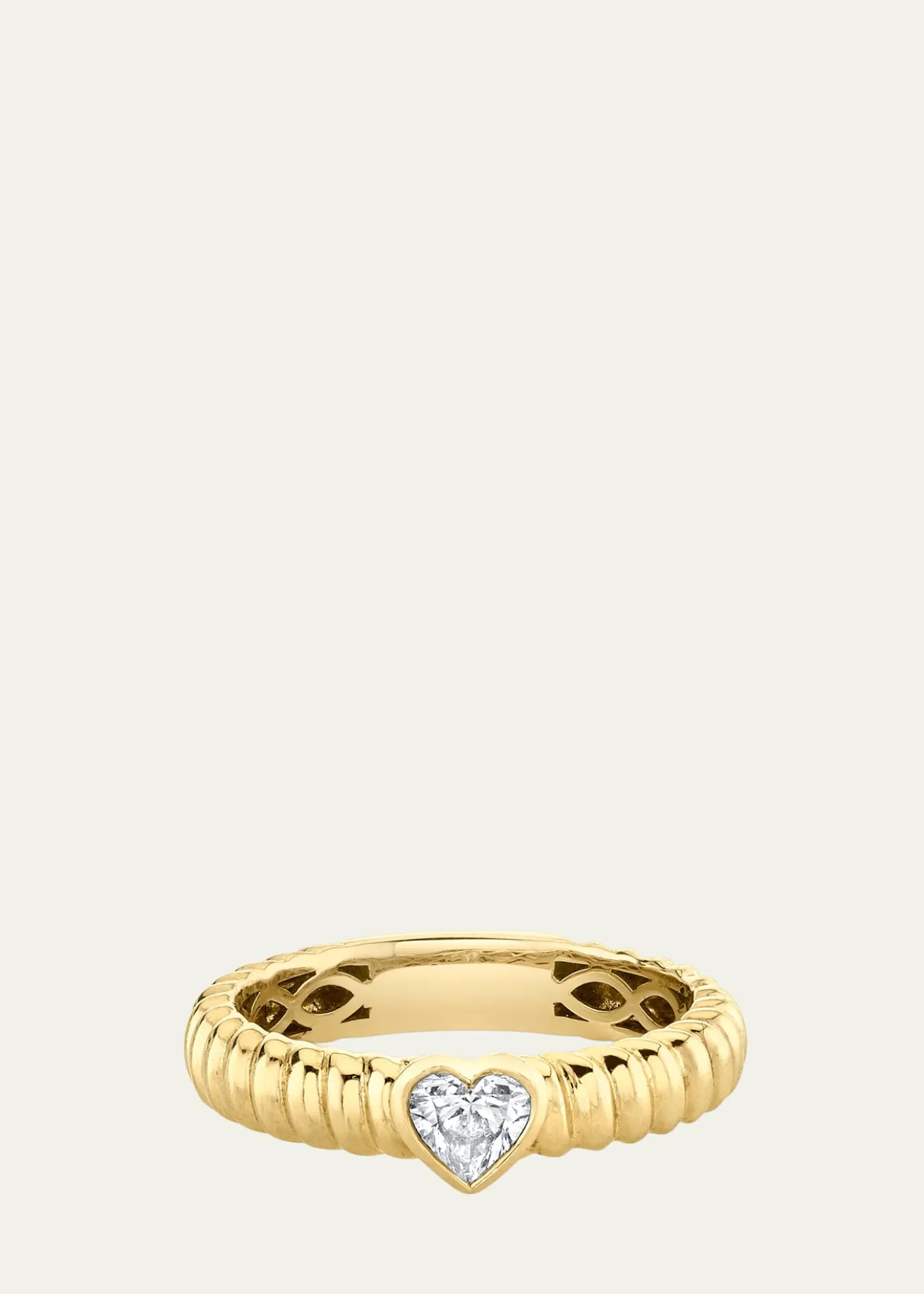 Anita Ko18K Yellow Gold Thin Zoe Ring with Heart Diamond