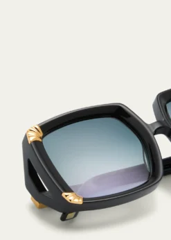 Anna-Karin KarlssonStrawberry Moon Square Black Acetate & Gold-Plated Steel Sunglasses