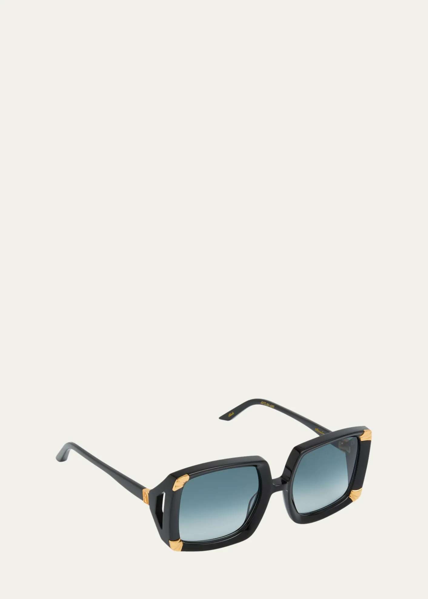 Anna-Karin KarlssonStrawberry Moon Square Black Acetate & Gold-Plated Steel Sunglasses