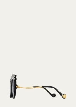 Anna-Karin KarlssonRose et la Roue Round Crystal-Embellished Leopard Sunglasses