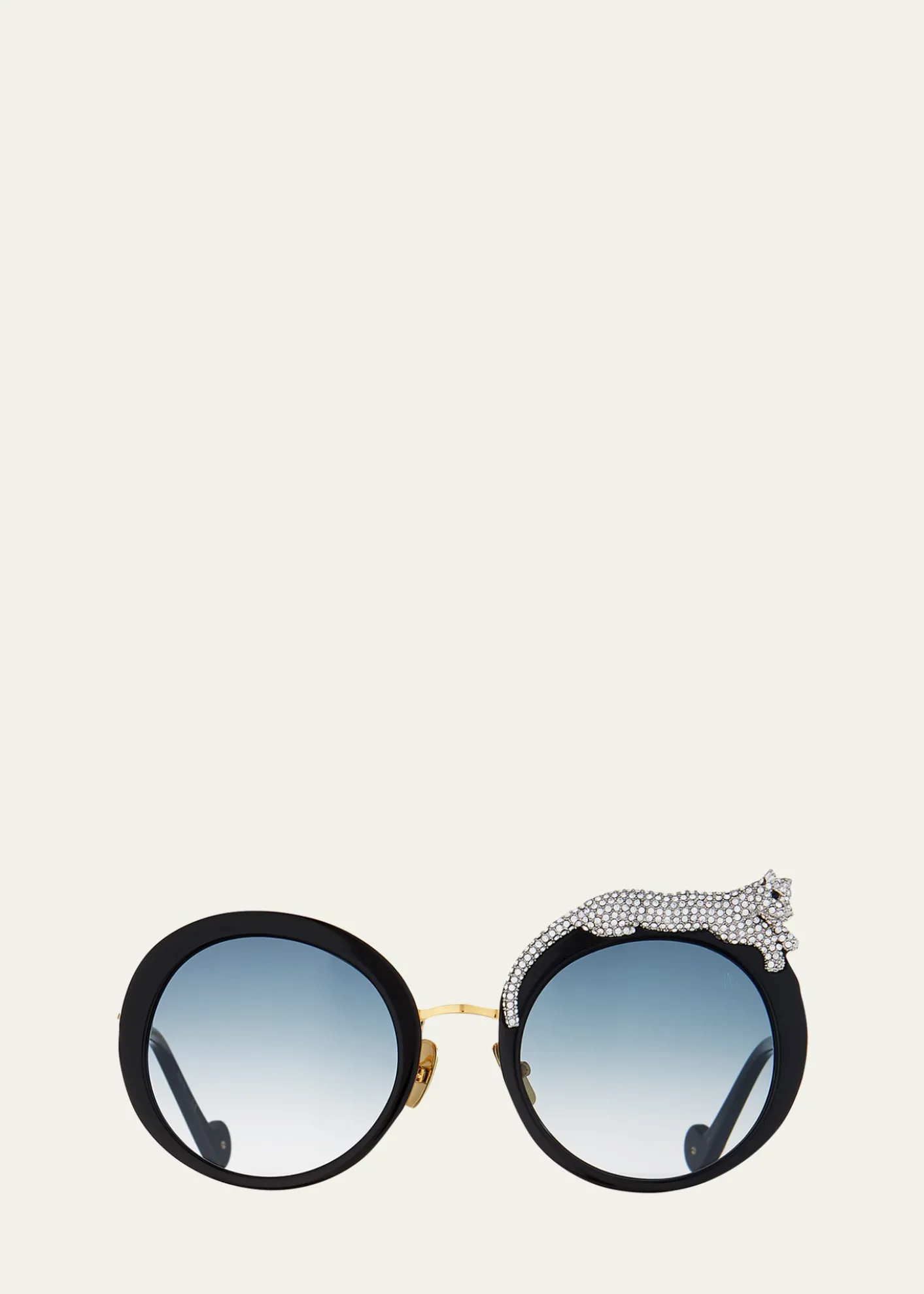 Anna-Karin KarlssonRose et la Roue Round Crystal-Embellished Leopard Sunglasses
