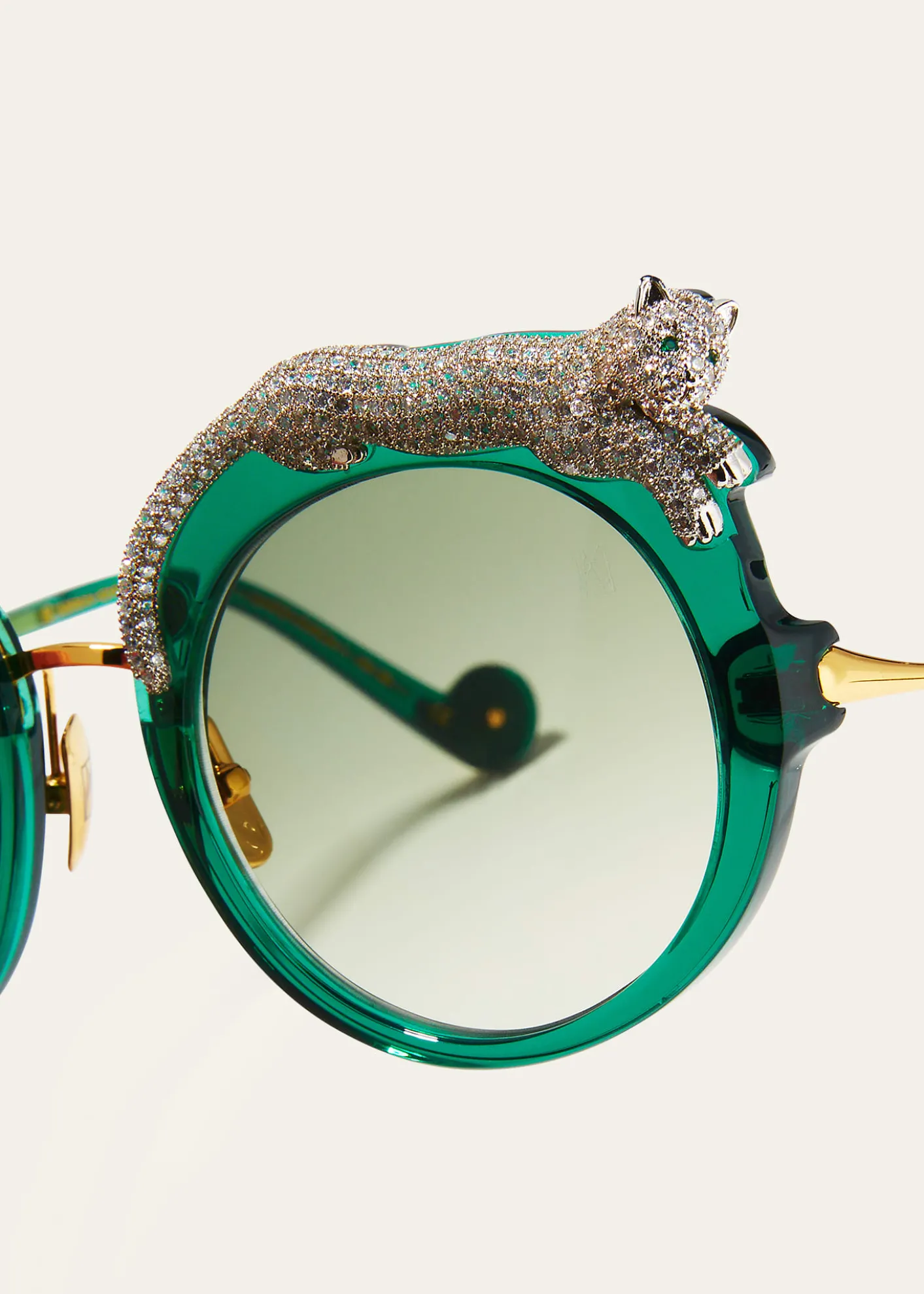 Anna-Karin KarlssonRose et la Roue Round Crystal-Embellished Leopard Sunglasses