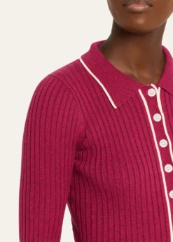 Anna QuanAshlen Button-Front Rib-Knit Top
