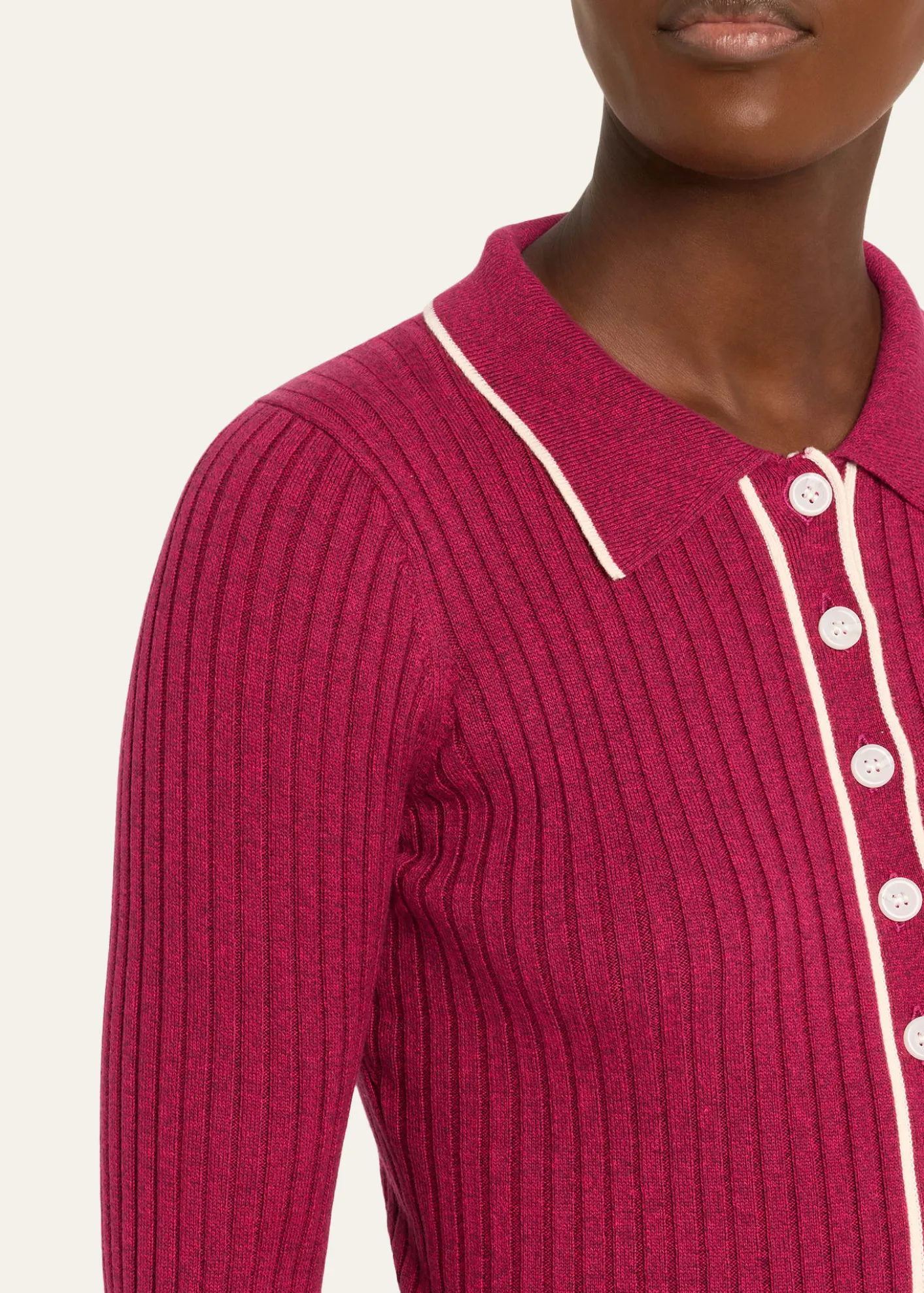 Anna QuanAshlen Button-Front Rib-Knit Top
