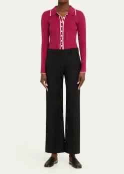 Anna QuanAshlen Button-Front Rib-Knit Top