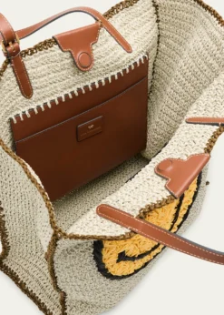 Anya HindmarchWink Embroidered Raffia Tote Bag