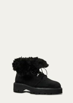 AquataliaEva Faux Shearling-Lined Suede Hiker Booties