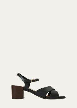 Aquatalia55mm Domenica Leather Block-Heel Sandals