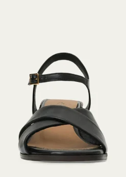 Aquatalia55mm Domenica Leather Block-Heel Sandals
