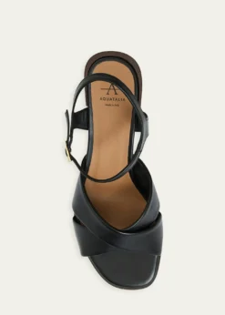 Aquatalia55mm Domenica Leather Block-Heel Sandals