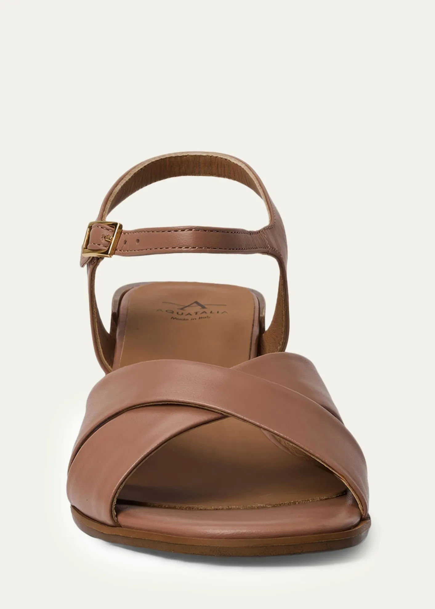 Aquatalia55mm Domenica Leather Block-Heel Sandals