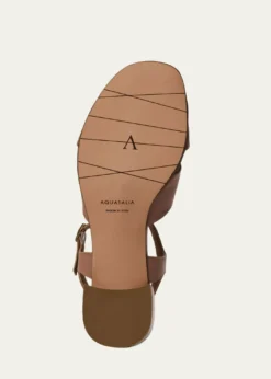 Aquatalia55mm Domenica Leather Block-Heel Sandals
