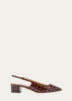 AquazzuraGinza Croco Slingback Ballerina Pumps