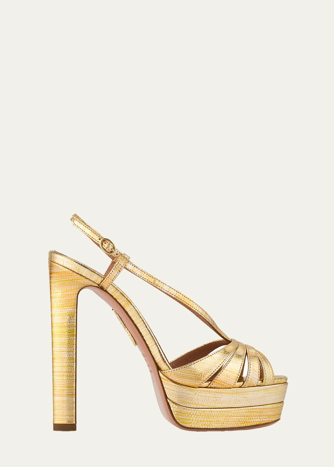 Aquazzura130mm Aimee Metallic Leather Platform Sandals