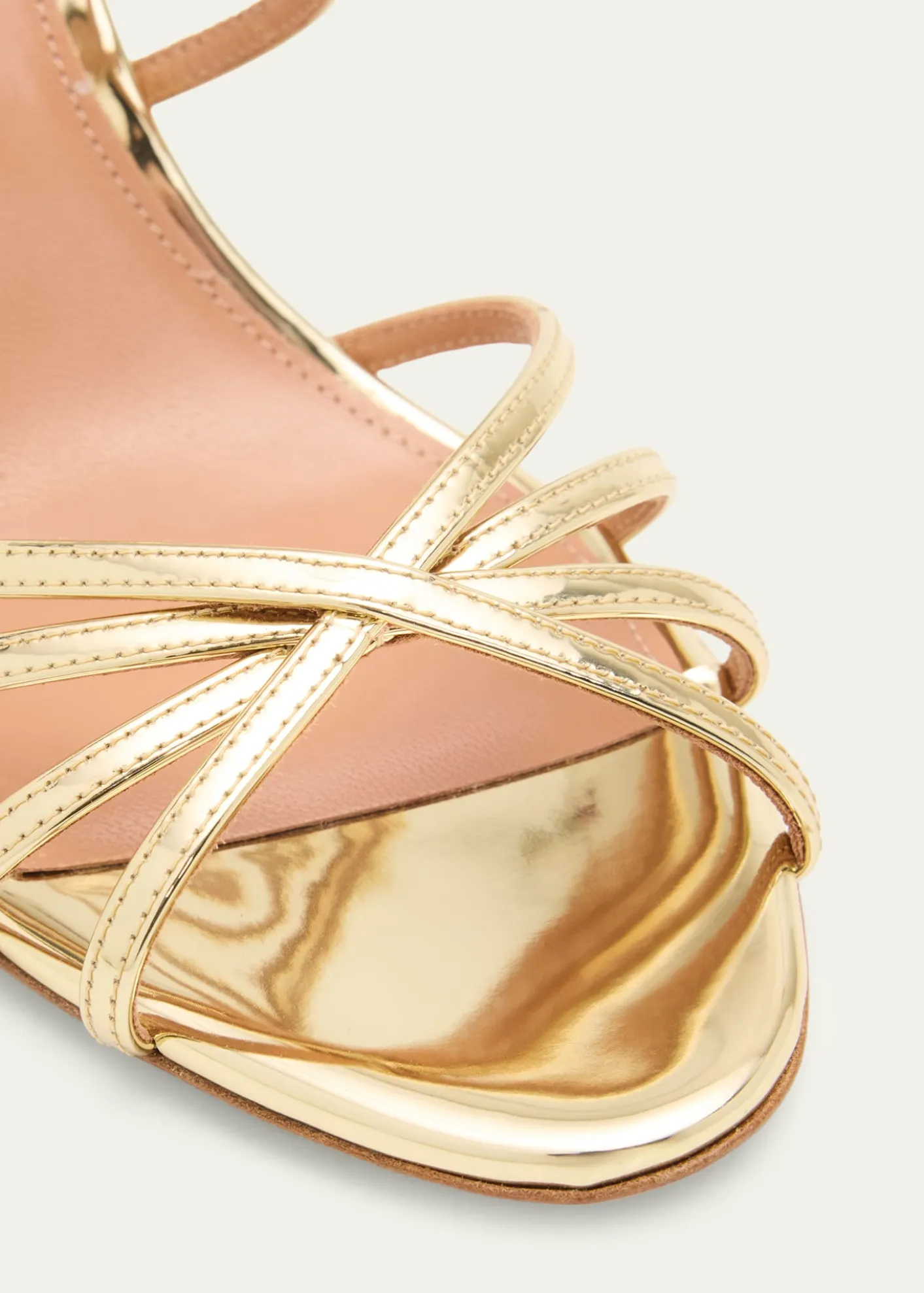 Aquazzura75mm Tell Me Metallic Leather Mules