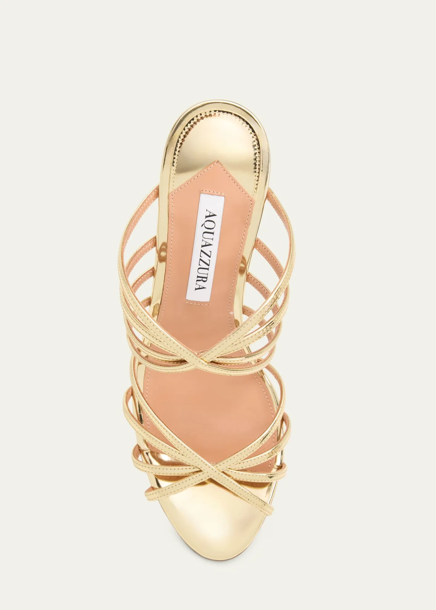 Aquazzura75mm Tell Me Metallic Leather Mules