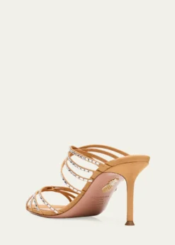 AquazzuraTell Me Crystal 75mm Grosgrain Sandals