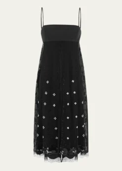 16ARLINGTONDorit Lace-Trim Silk Midi Dress