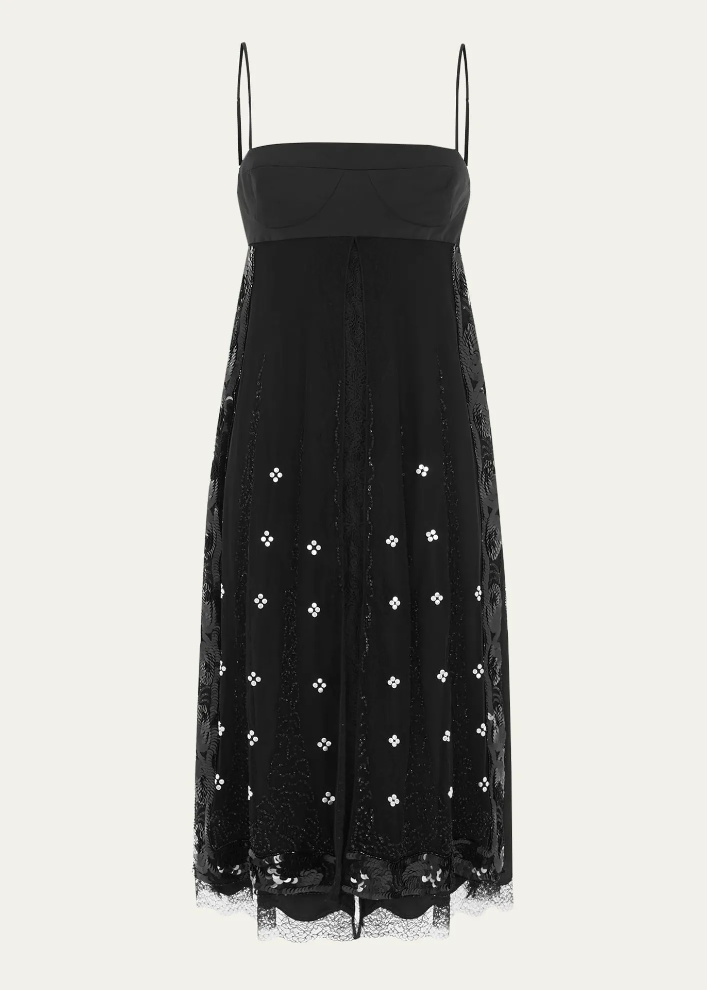 16ARLINGTONDorit Lace-Trim Silk Midi Dress
