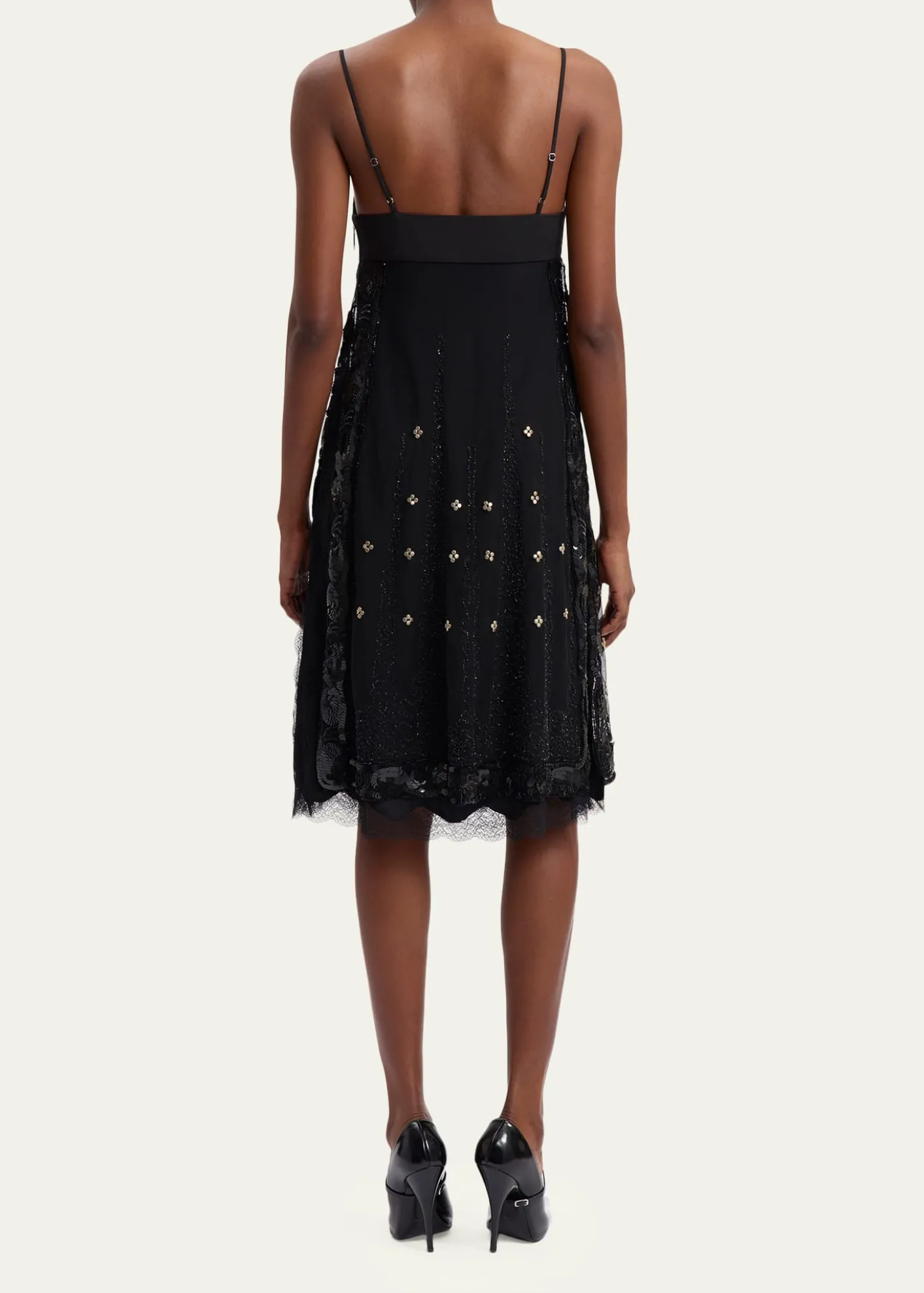 16ARLINGTONDorit Lace-Trim Silk Midi Dress