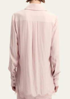 16ARLINGTONFiorella Lace-Trim Silk Shirt