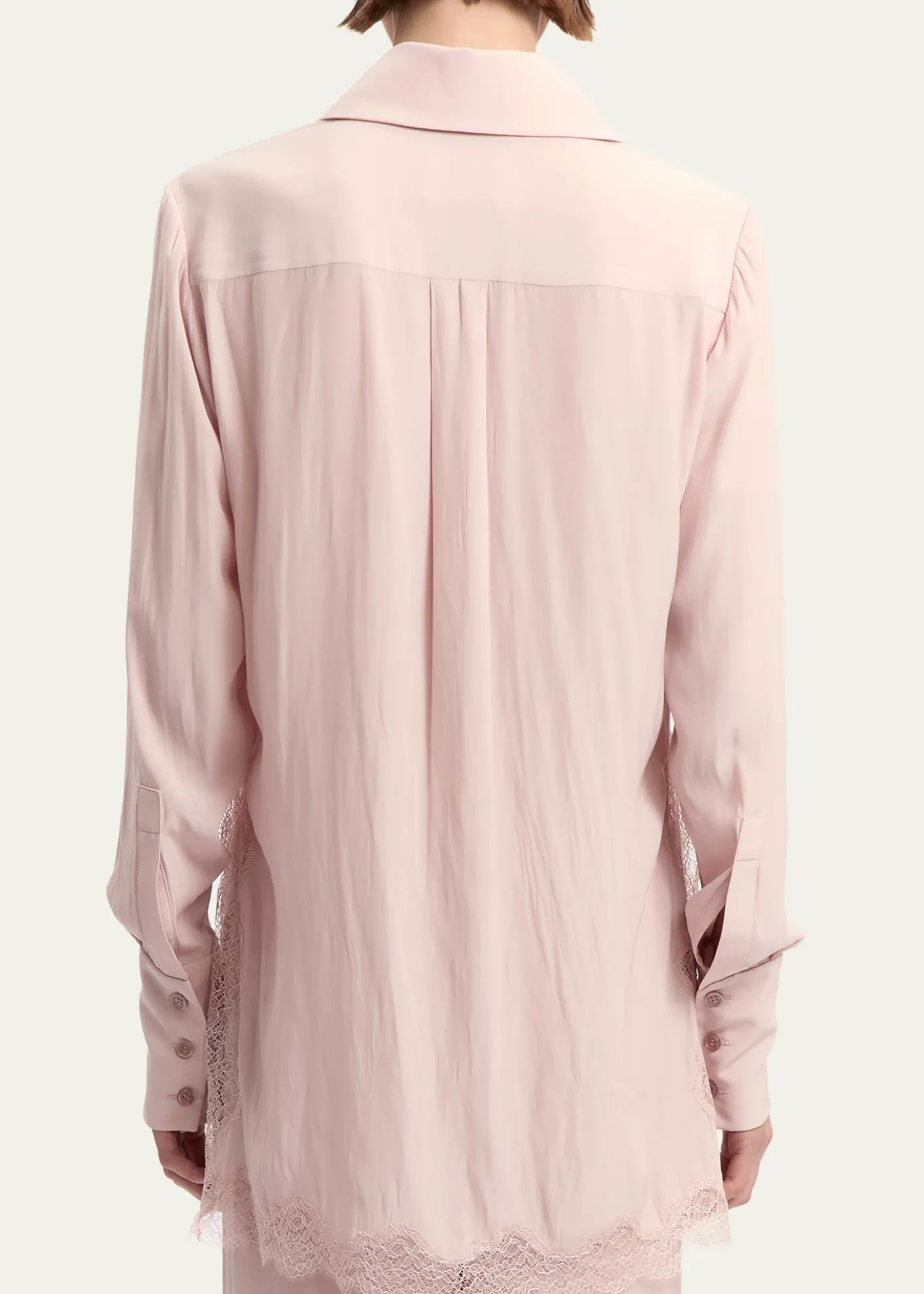 16ARLINGTONFiorella Lace-Trim Silk Shirt