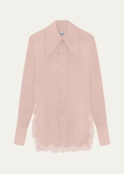 16ARLINGTONFiorella Lace-Trim Silk Shirt