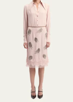 16ARLINGTONLiri Embellished Silk Midi Skirt