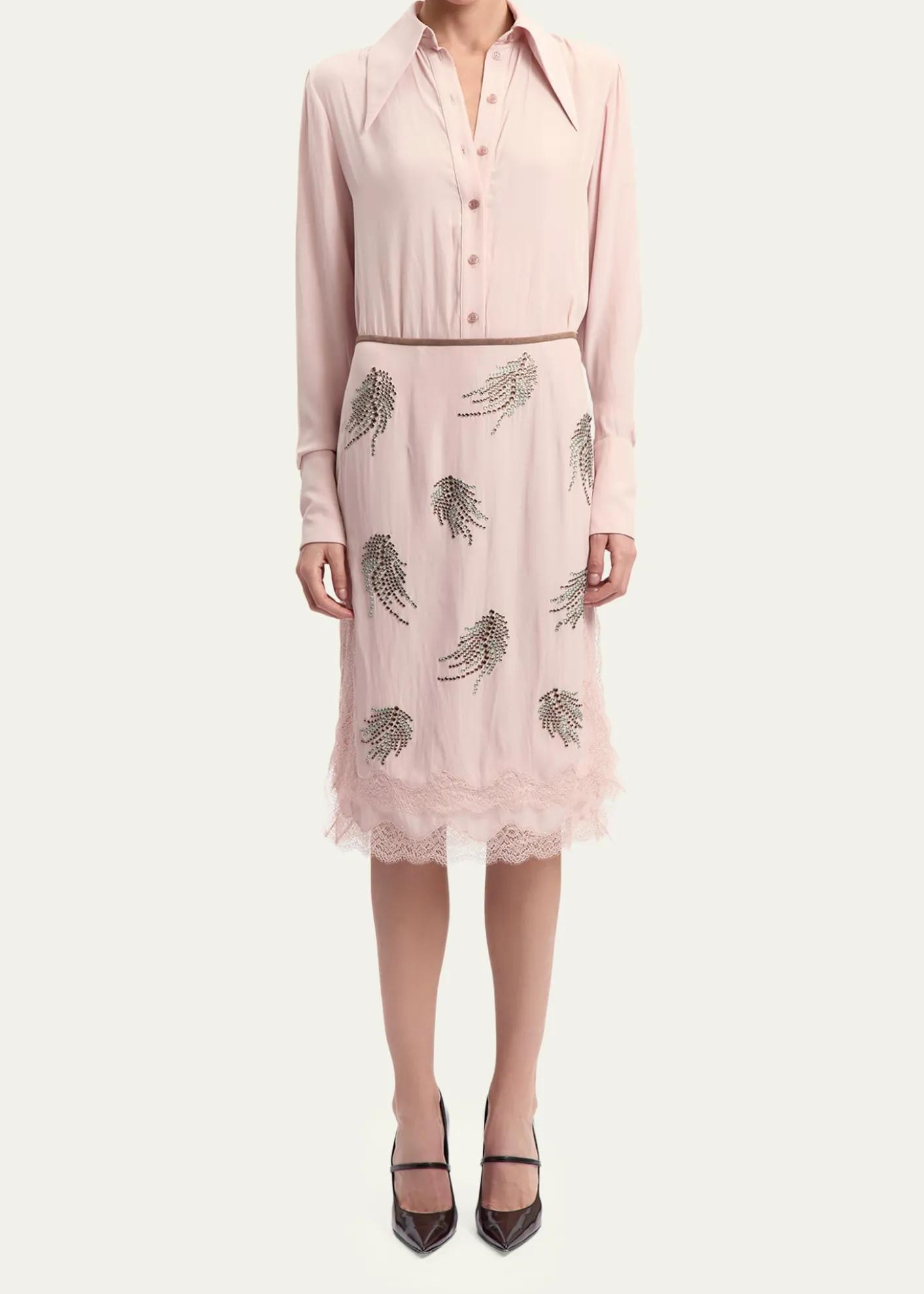 16ARLINGTONLiri Embellished Silk Midi Skirt