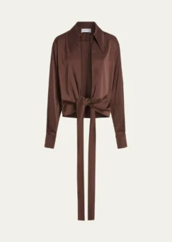 16ARLINGTONRomy Tie-Hem Satin Blouse