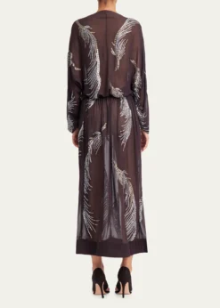 16ARLINGTONSilas Embellished Feather Midi Dress