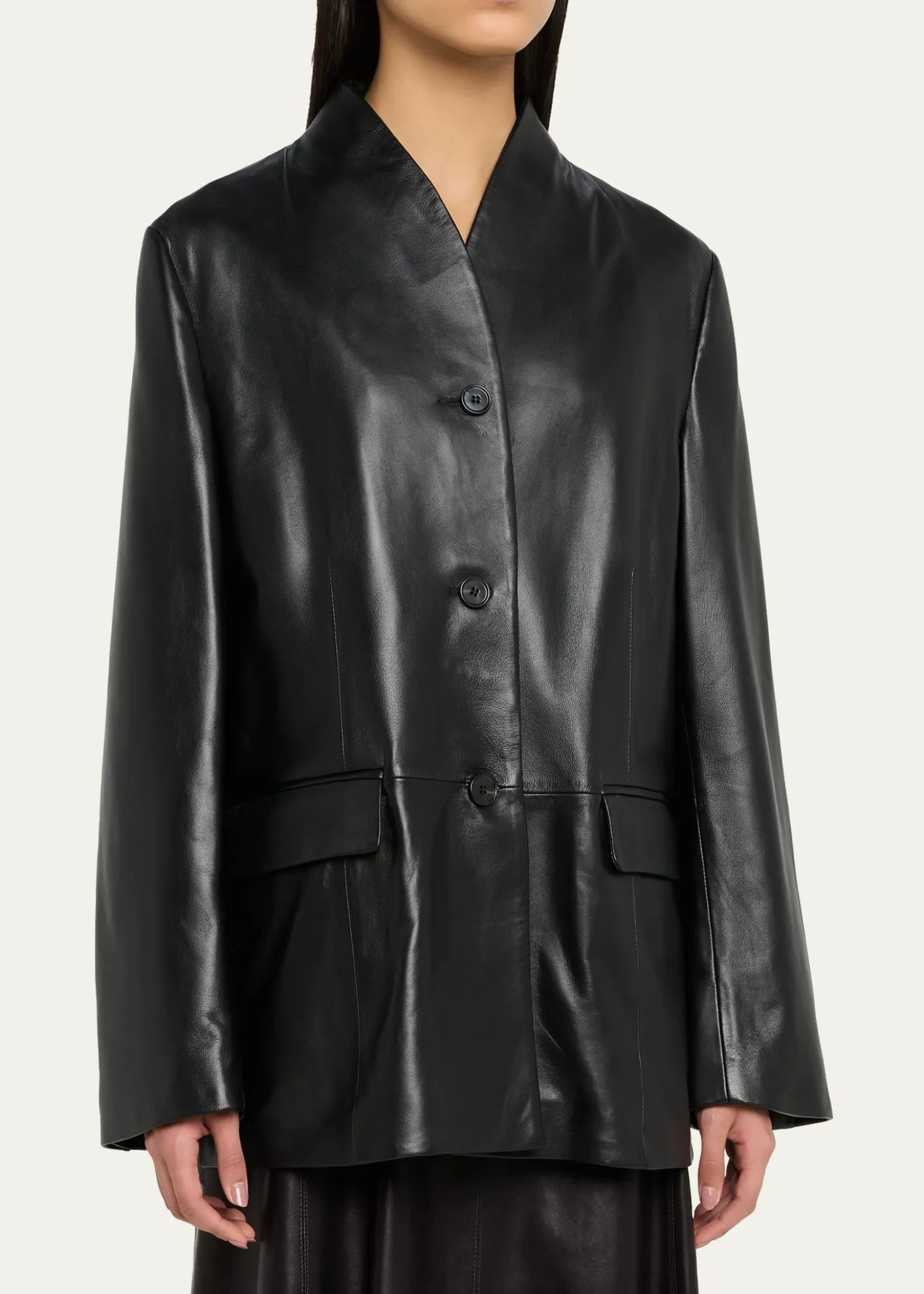 ArmaJuno Button-Down Leather Jacket